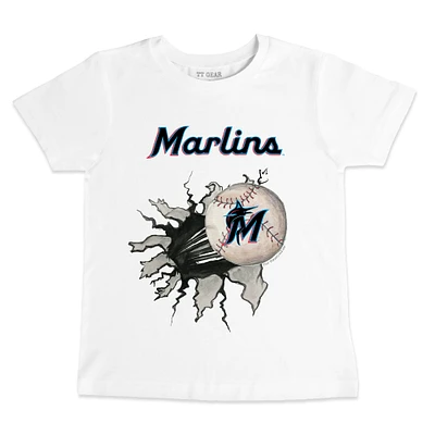 Infant Tiny Turnip White Miami Marlins Baseball Tear T-Shirt