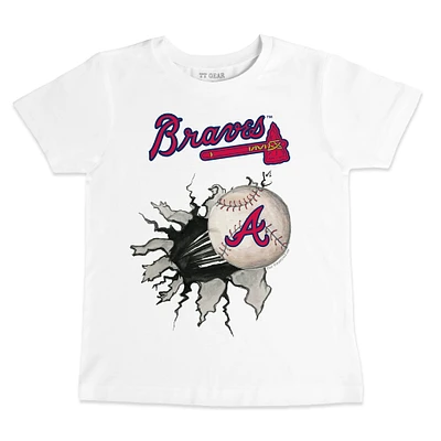 Toddler Tiny Turnip White Atlanta Braves Baseball Tear T-Shirt