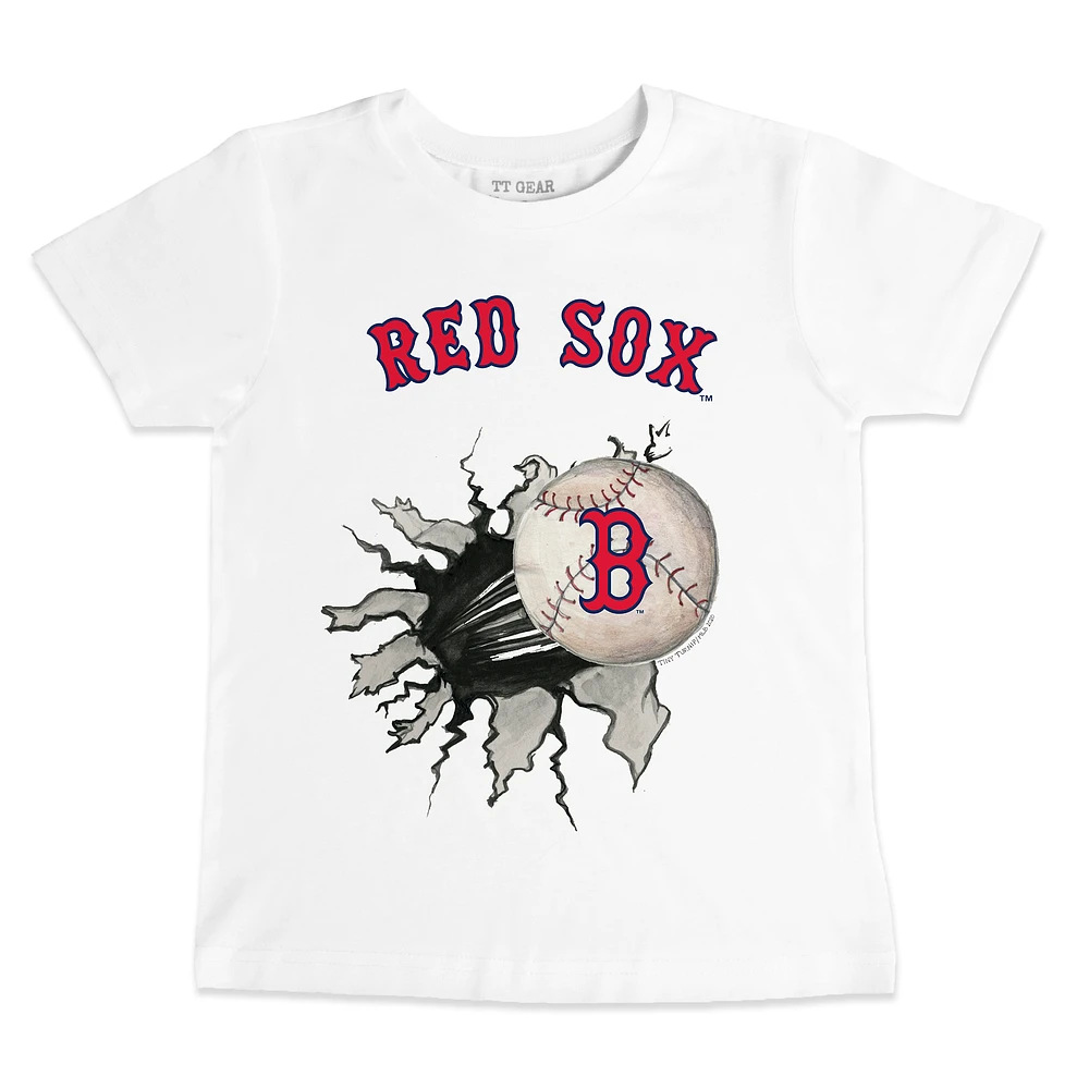 Toddler Tiny Turnip White Boston Red Sox Baseball Tear T-Shirt