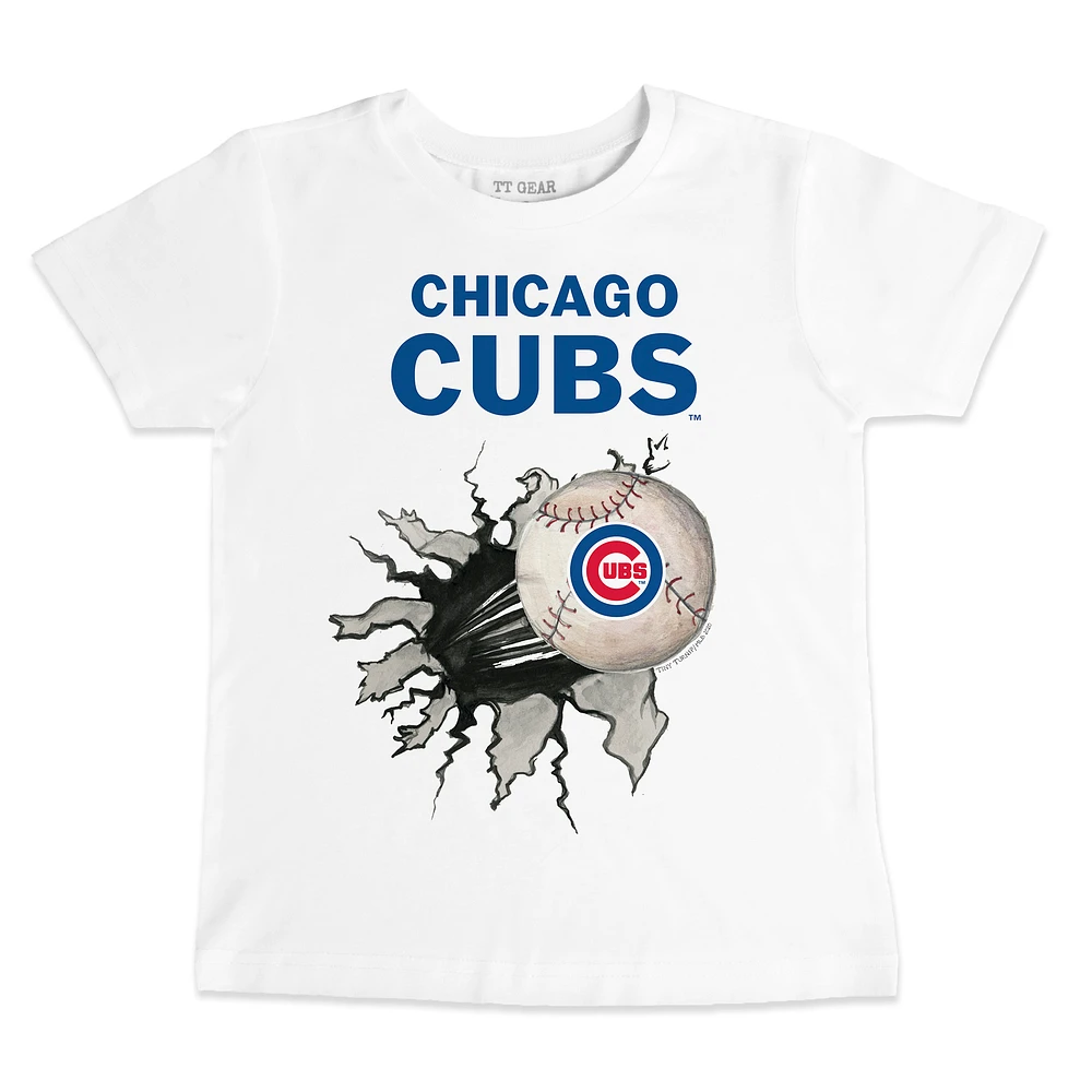 Toddler Tiny Turnip White Chicago Cubs Baseball Tear T-Shirt