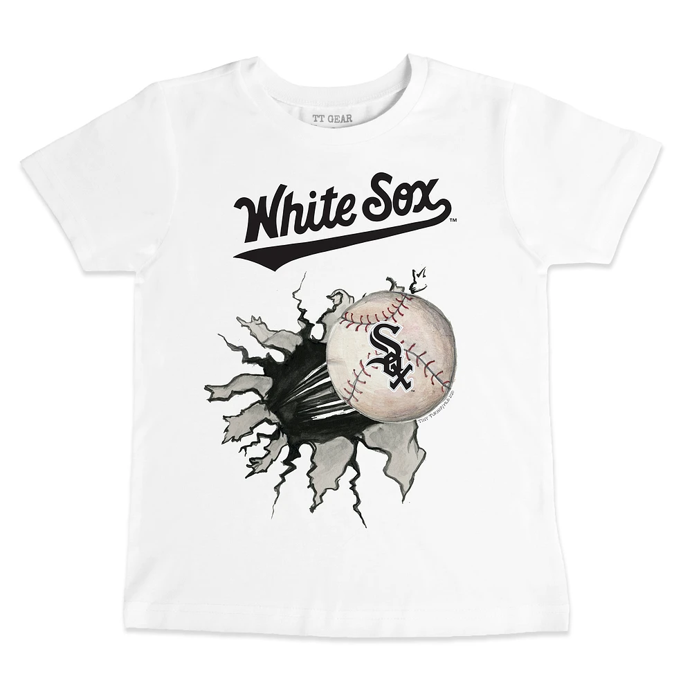 Toddler Tiny Turnip White Chicago Sox Baseball Tear T-Shirt