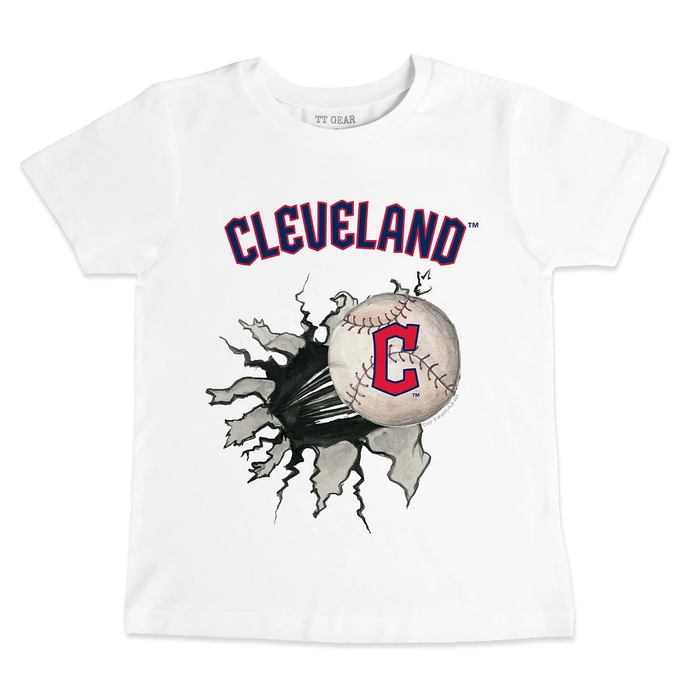 Youth Tiny Turnip White Cleveland Guardians Baseball Tear T-Shirt