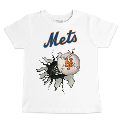 Youth Tiny Turnip White New York Mets Baseball Tear T-Shirt