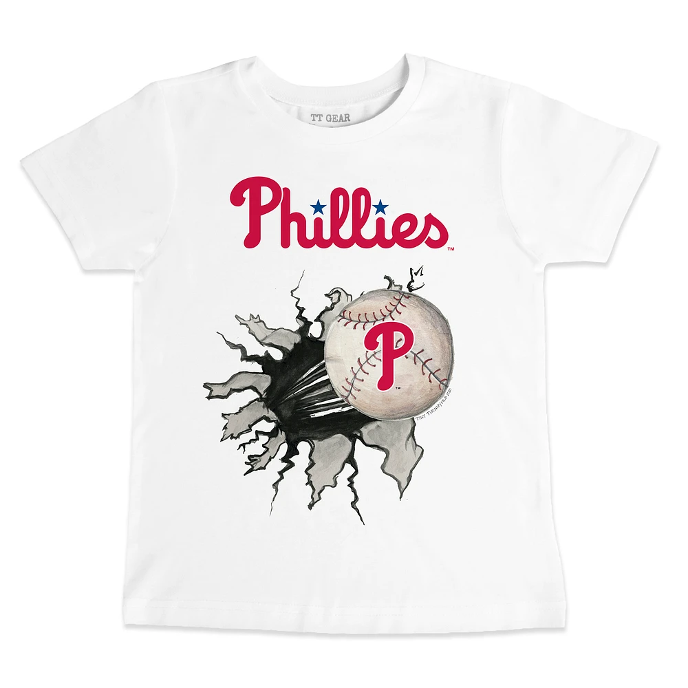 Youth Tiny Turnip White Philadelphia Phillies Baseball Tear T-Shirt