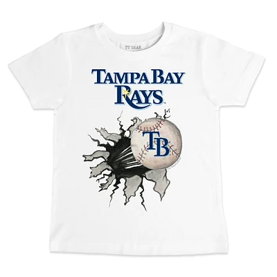 Youth Tiny Turnip White Tampa Bay Rays Baseball Tear T-Shirt