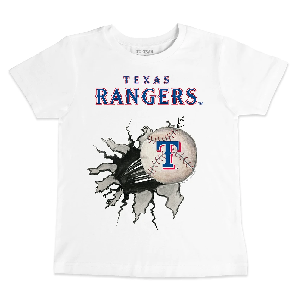 Youth Tiny Turnip White Texas Rangers Baseball Tear T-Shirt