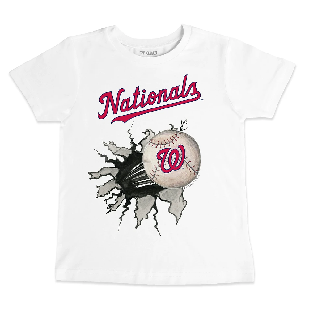 Youth Tiny Turnip White Washington Nationals Baseball Tear T-Shirt