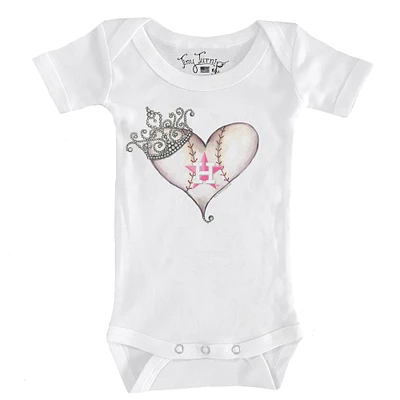 Infant Tiny Turnip White Houston Astros Baseball Tiara Heart Bodysuit