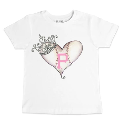 Toddler Tiny Turnip White Pittsburgh Pirates Baseball Tiara Heart T-Shirt