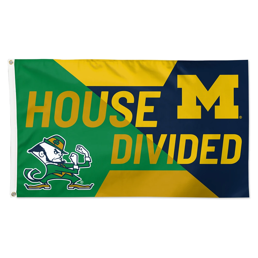 WinCraft Michigan Wolverines vs Notre Dame Fighting Irish 3' x 5' Single-Sided Deluxe House Divided Flag