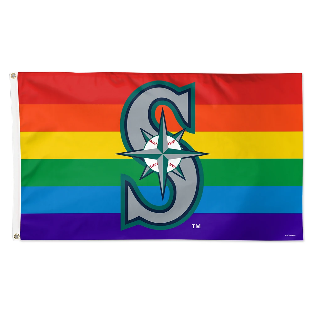 WinCraft Seattle Mariners 3' x 5' Single-Sided Deluxe Team Pride Flag
