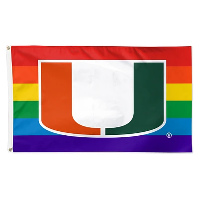 WinCraft Miami Hurricanes 3' x 5' Single-Sided Deluxe Team Pride Flag