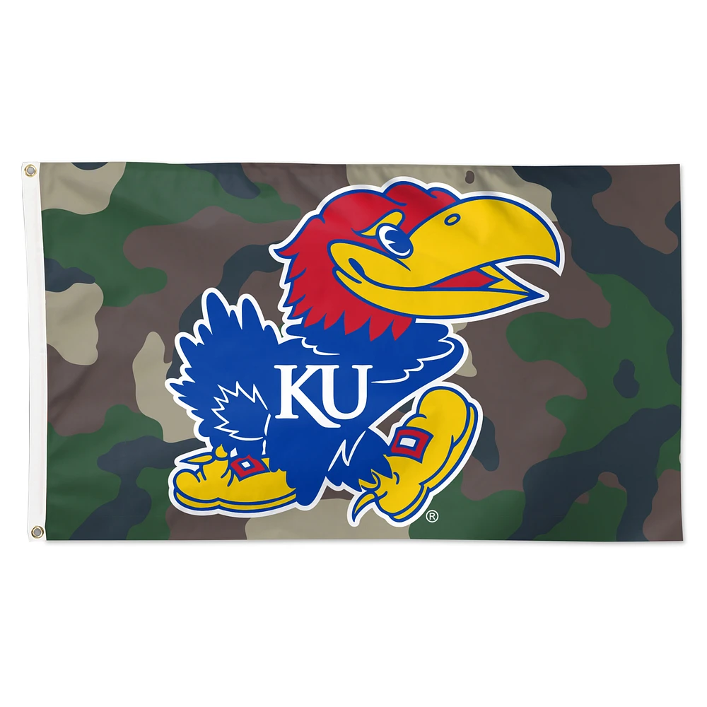 WinCraft Kansas Jayhawks 3' x 5' Single-Sided Deluxe Camo Flag