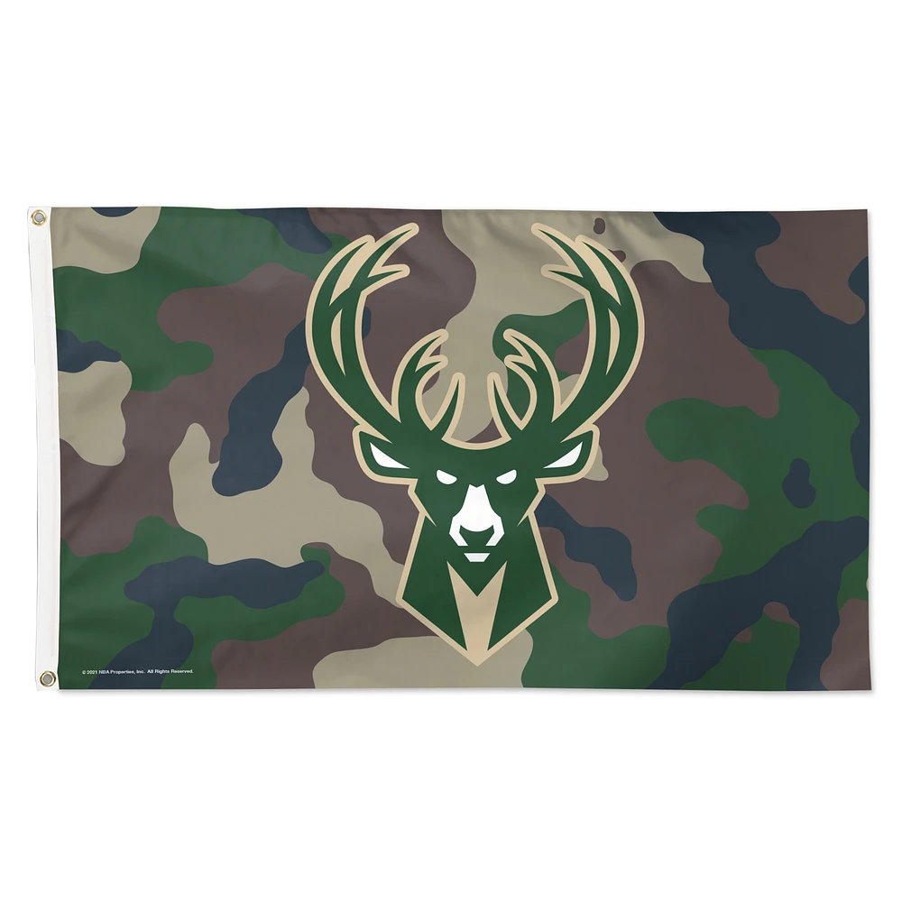 WinCraft Milwaukee Bucks 3' x 5' Single-Sided Deluxe Camo Flag