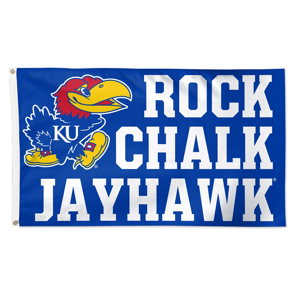 WinCraft Kansas Jayhawks 3' x 5' Single-Sided Deluxe Team Slogan Flag