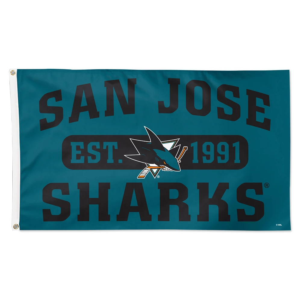 WinCraft San Jose Sharks 3' x 5' Single-Sided Franchise Establishment Deluxe Flag