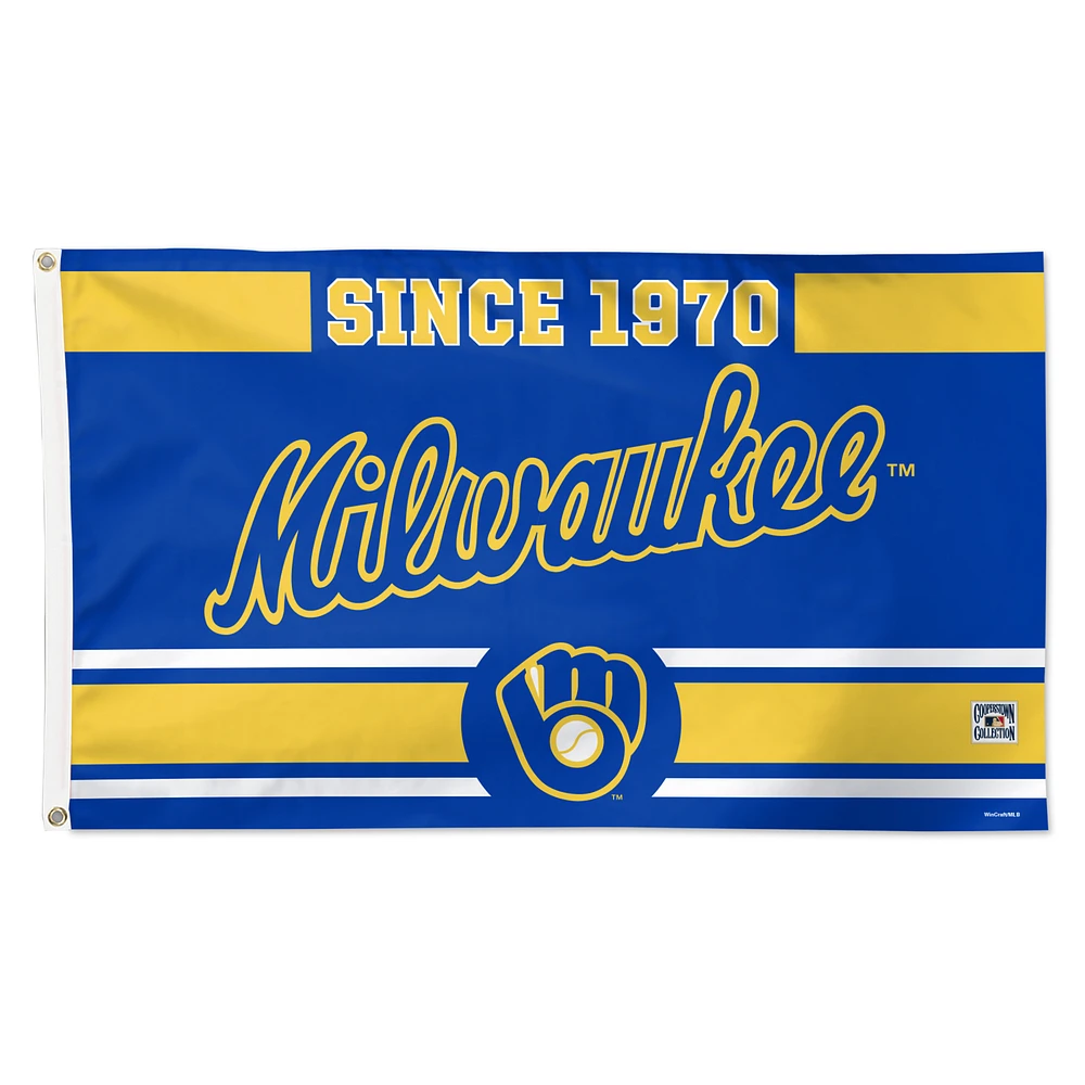WinCraft Milwaukee Brewers 3' x 5' Single-Sided Franchise Establishment Deluxe Flag