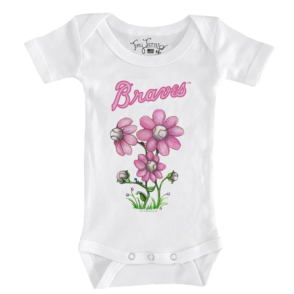 Infant Tiny Turnip White Atlanta Braves Blooming Baseballs Bodysuit