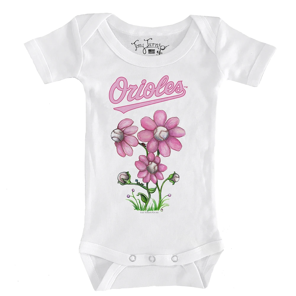 Infant Tiny Turnip White Baltimore Orioles Blooming Baseballs Bodysuit