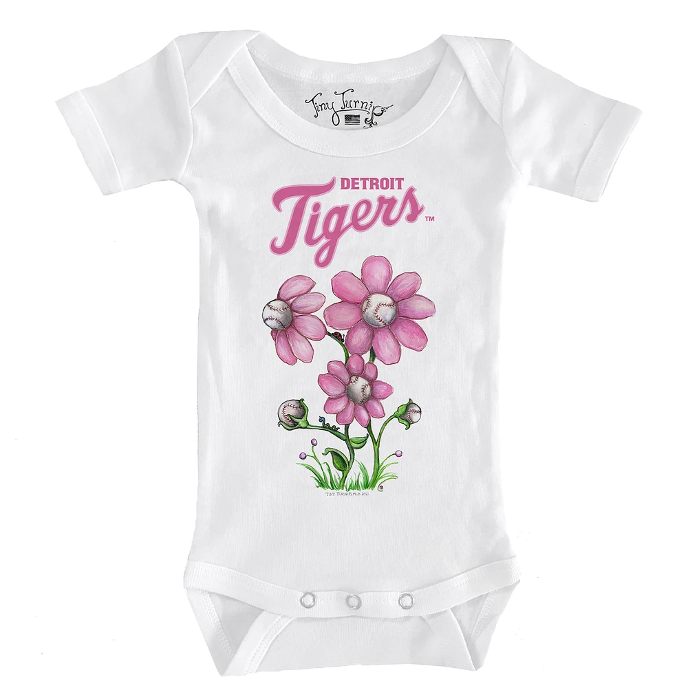 Infant Tiny Turnip White Detroit Tigers Blooming Baseballs Bodysuit