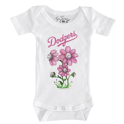 Infant Tiny Turnip White Los Angeles Dodgers Blooming Baseballs Bodysuit