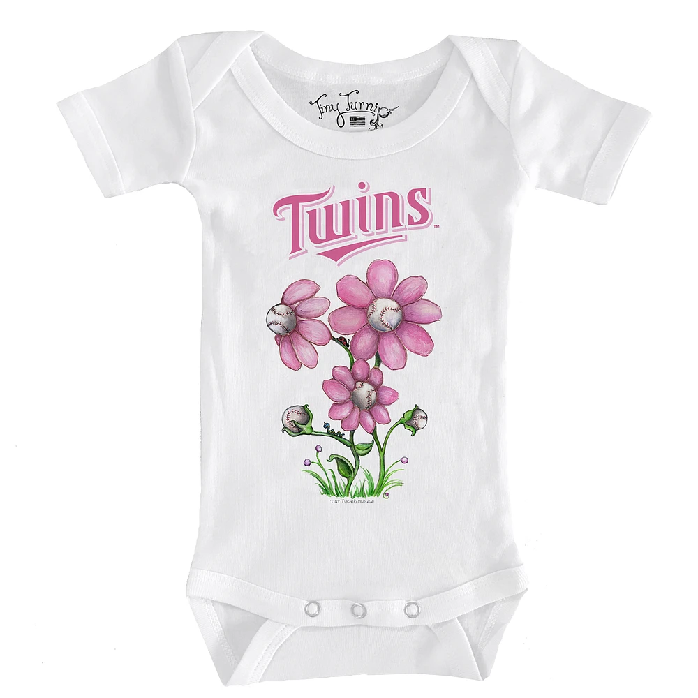 Infant Tiny Turnip White Minnesota Twins Blooming Baseballs Bodysuit
