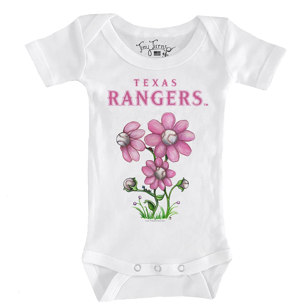 Infant Tiny Turnip White Texas Rangers Blooming Baseballs Bodysuit