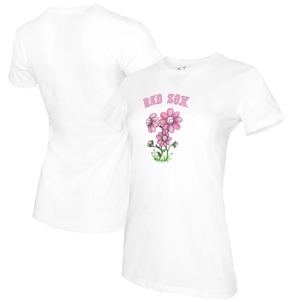 Women's Tiny Turnip White Boston Red Sox Blooming Baseballs T-Shirt
