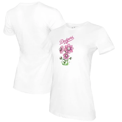 Women's Tiny Turnip White Los Angeles Dodgers Blooming Baseballs T-Shirt