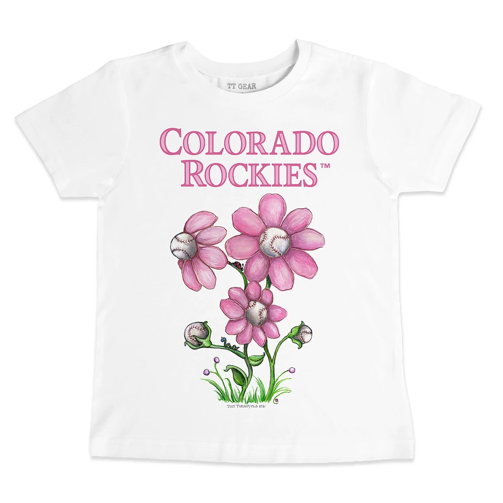 Toddler Tiny Turnip White Colorado Rockies Blooming Baseballs T-Shirt