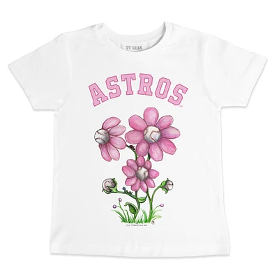 Toddler Tiny Turnip White Houston Astros Blooming Baseballs T-Shirt