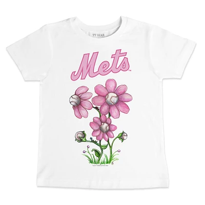 Toddler Tiny Turnip White New York Mets Blooming Baseballs T-Shirt