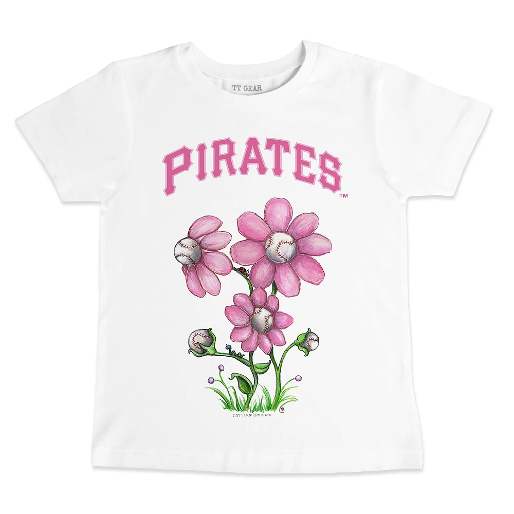 Toddler Tiny Turnip White Pittsburgh Pirates Blooming Baseballs T-Shirt