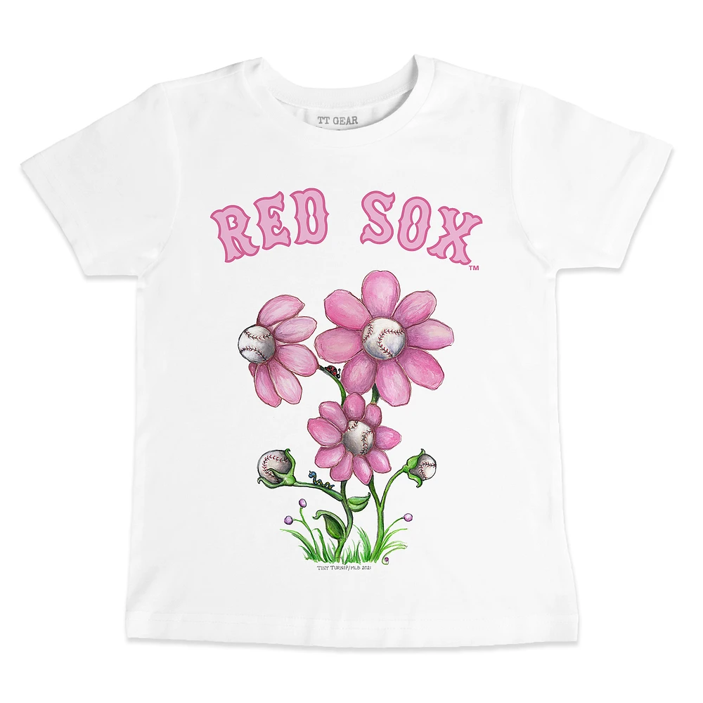 Youth Tiny Turnip White Boston Red Sox Blooming Baseballs T-Shirt