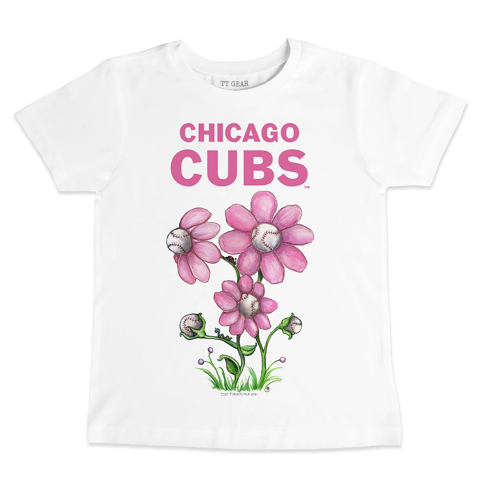 Youth Tiny Turnip White Chicago Cubs Blooming Baseballs T-Shirt