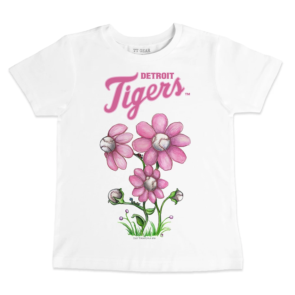 Youth Tiny Turnip White Detroit Tigers Blooming Baseballs T-Shirt