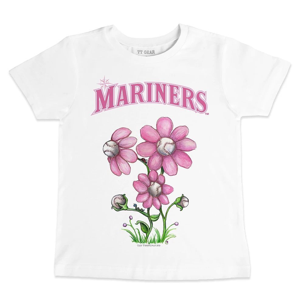 Youth Tiny Turnip White Seattle Mariners Blooming Baseballs T-Shirt