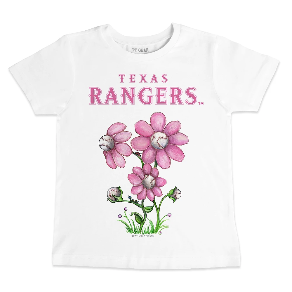 Youth Tiny Turnip White Texas Rangers Blooming Baseballs T-Shirt