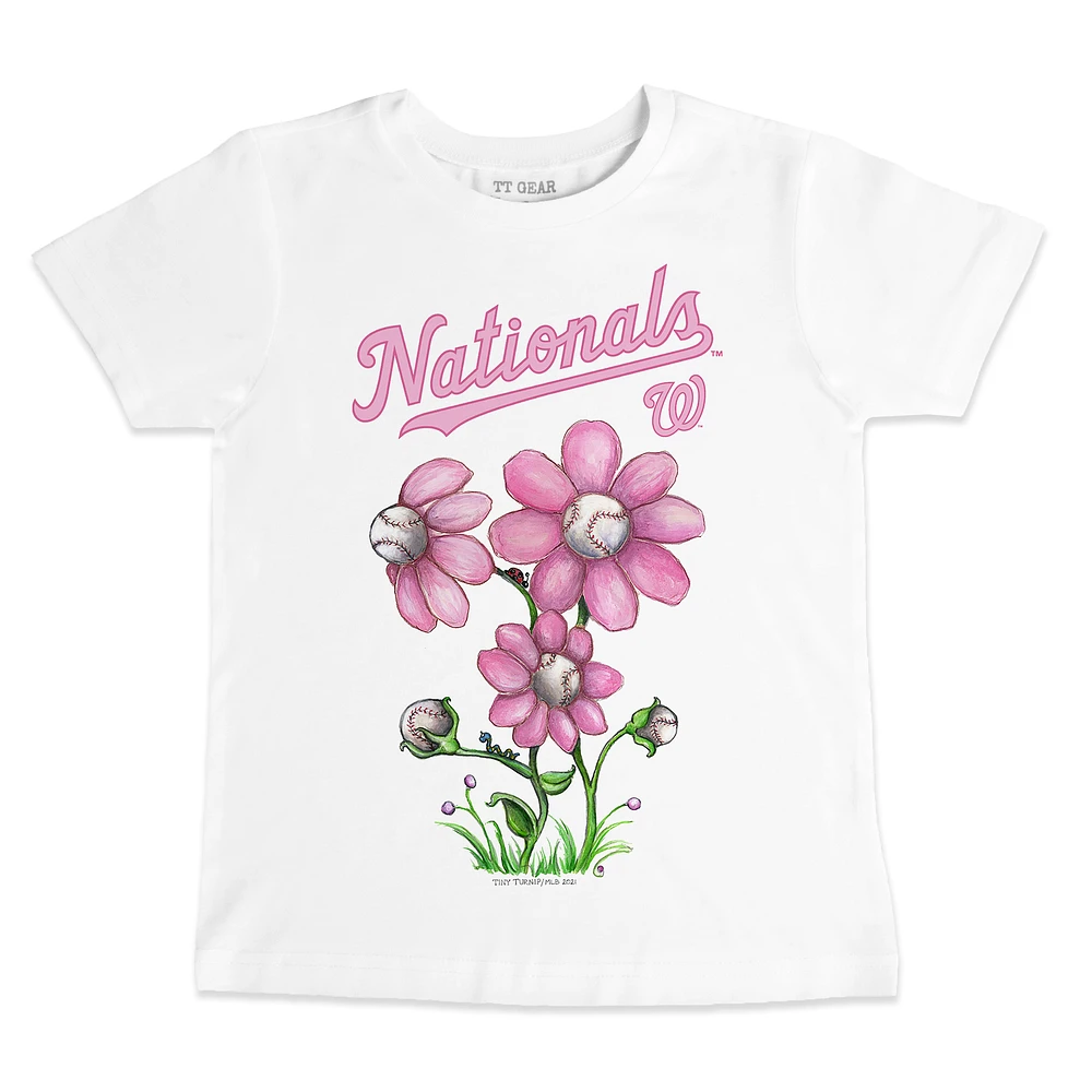 Youth Tiny Turnip White Washington Nationals Blooming Baseballs T-Shirt