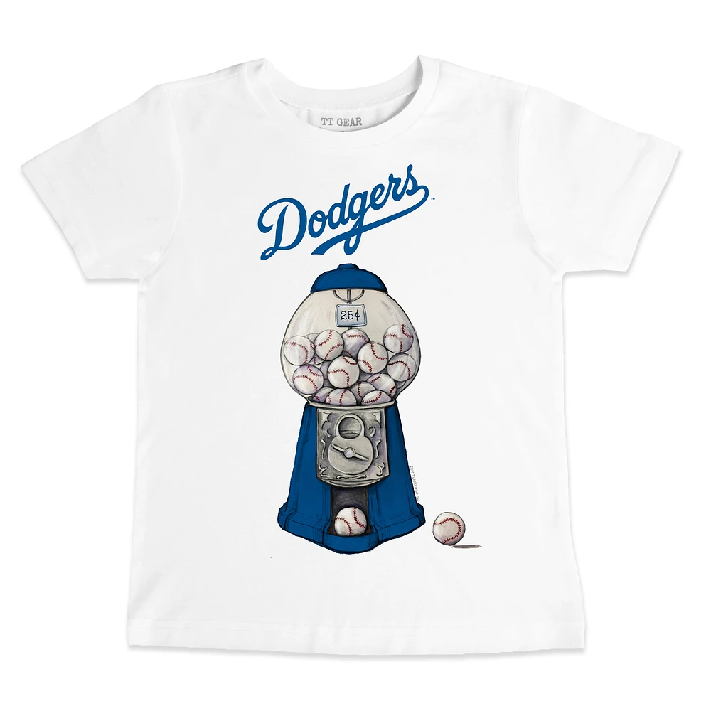 Toddler Tiny Turnip White Los Angeles Dodgers Gumball Machine T-Shirt