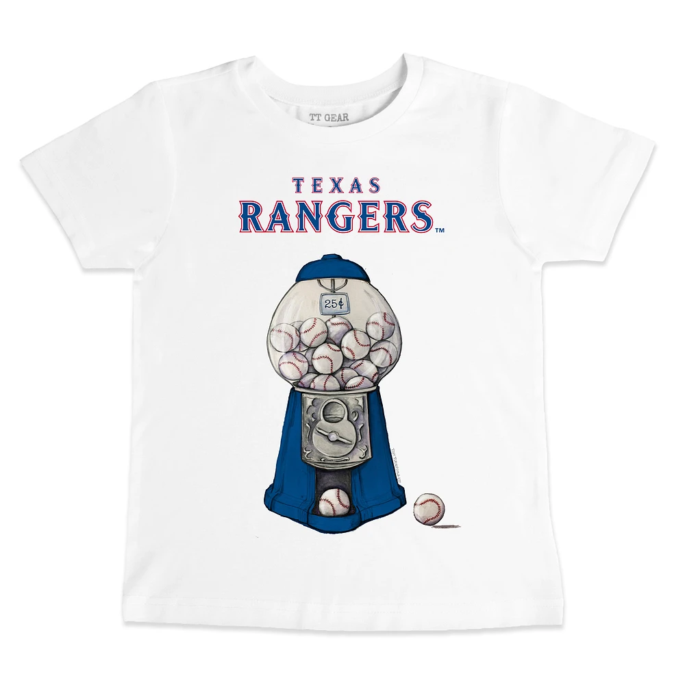 Youth Tiny Turnip White Texas Rangers Gumball Machine T-Shirt