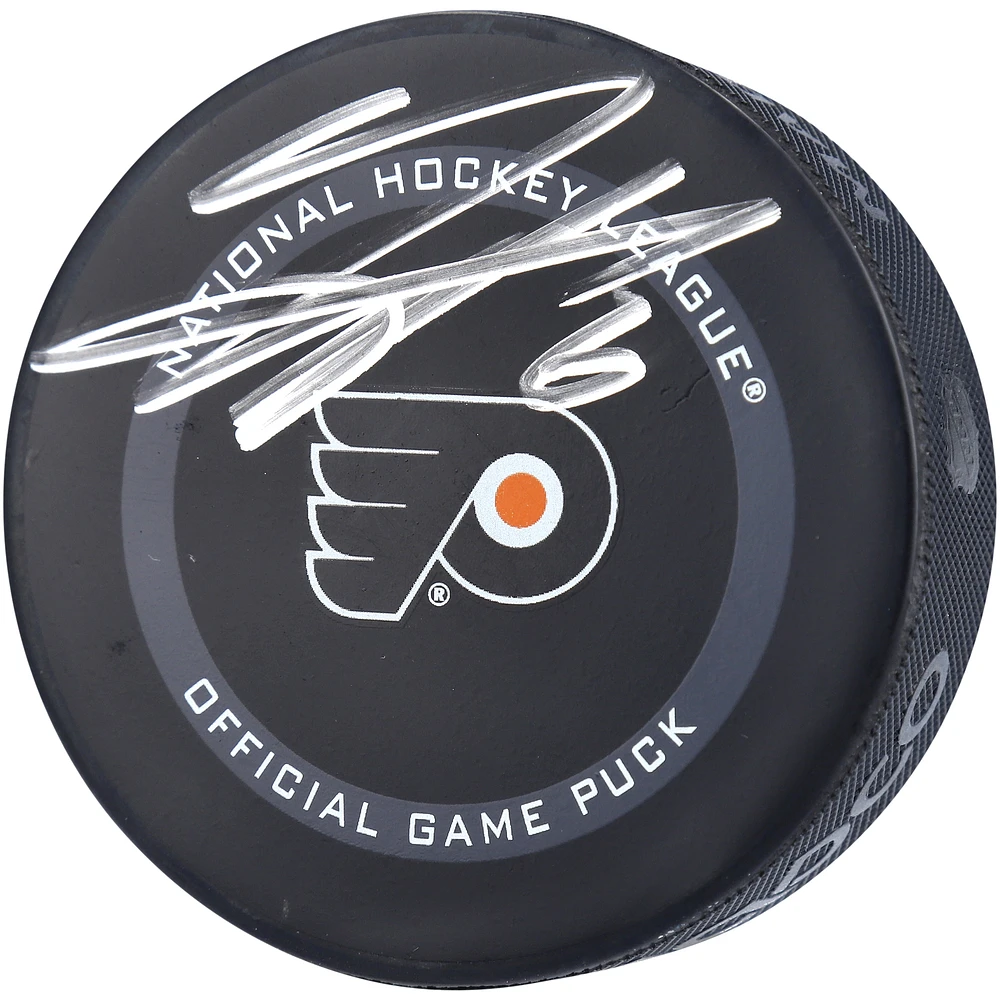 Travis Sanheim Philadelphia Flyers Autographed 2021 Model Official Game Puck