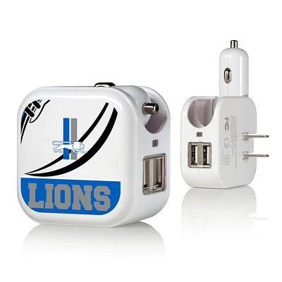 Detroit Lions 2-in-1 Pastime Design USB Charger