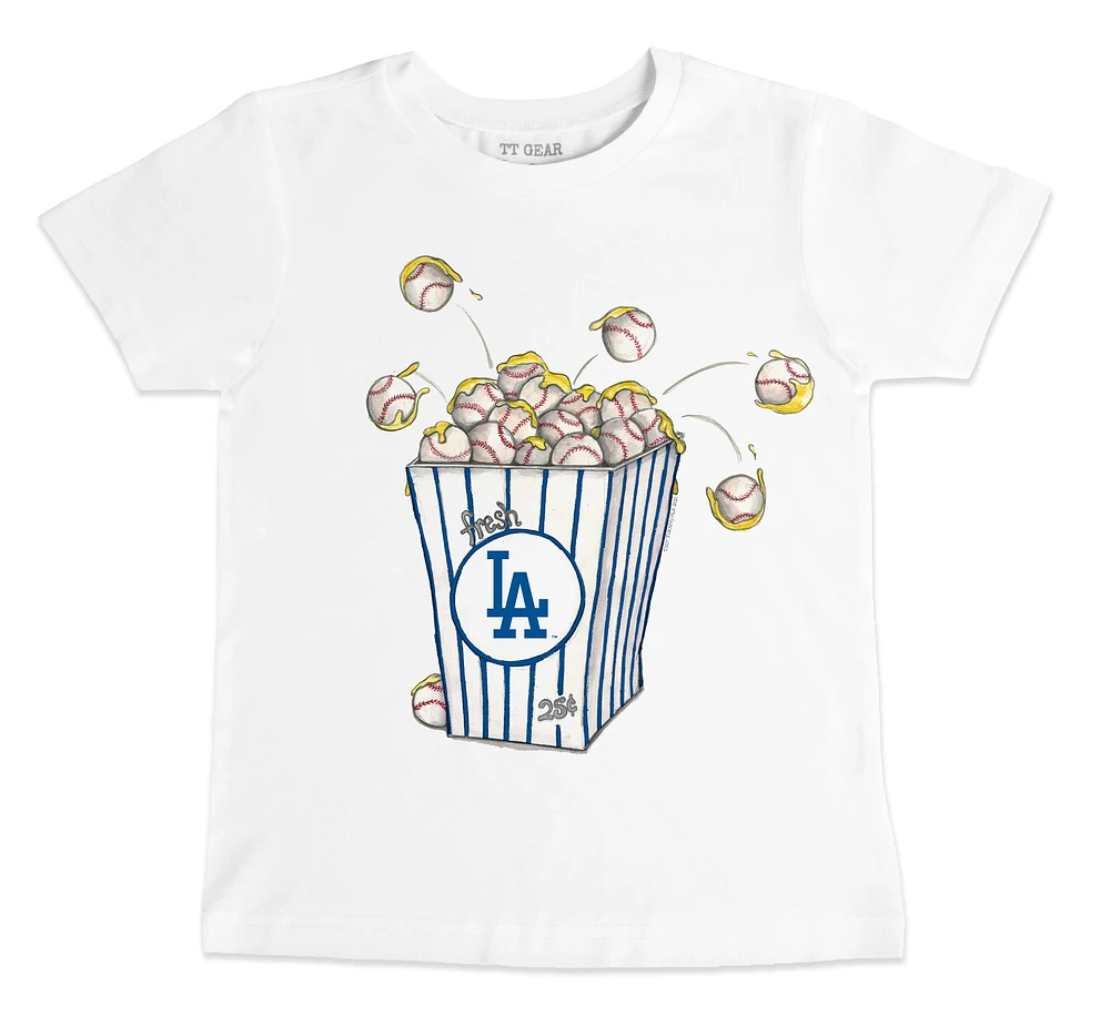 Toddler Tiny Turnip White Los Angeles Dodgers Popcorn T-Shirt