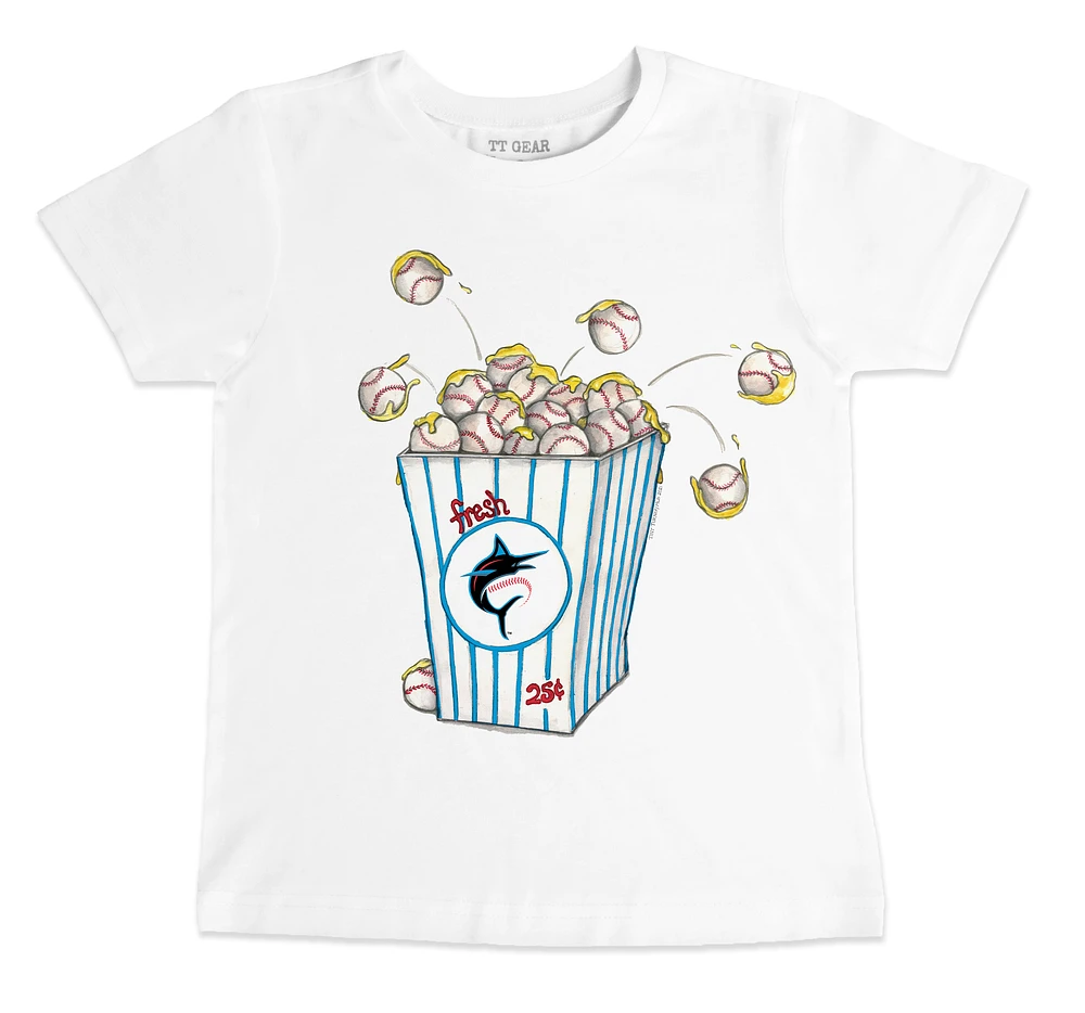Toddler Tiny Turnip White Miami Marlins Popcorn T-Shirt