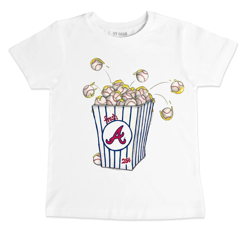 Youth Tiny Turnip White Atlanta Braves Popcorn T-Shirt