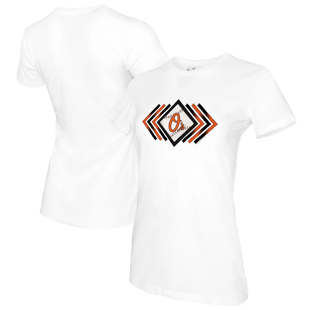Women's Tiny Turnip White Baltimore Orioles Prism Arrows T-Shirt