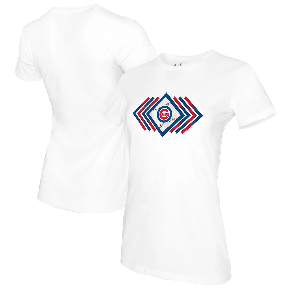 Women's Tiny Turnip White Chicago Cubs Prism Arrows T-Shirt