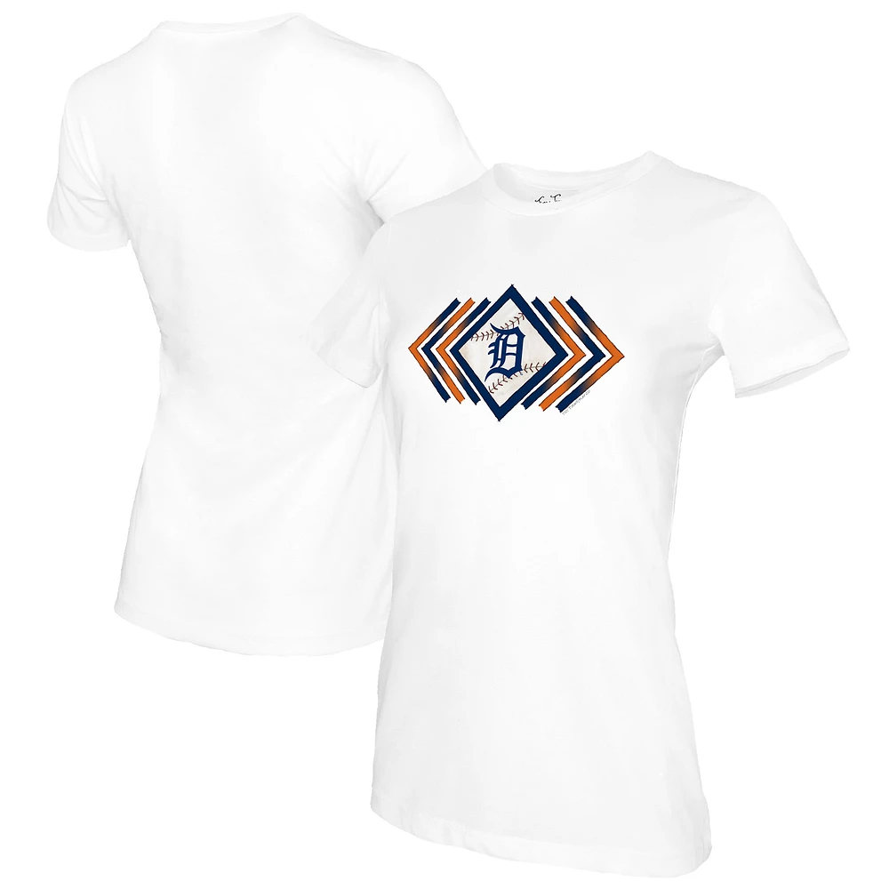 Women's Tiny Turnip White Detroit Tigers Prism Arrows T-Shirt