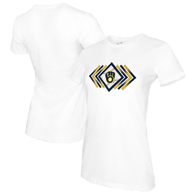 Women's Tiny Turnip White Milwaukee Brewers Prism Arrows T-Shirt
